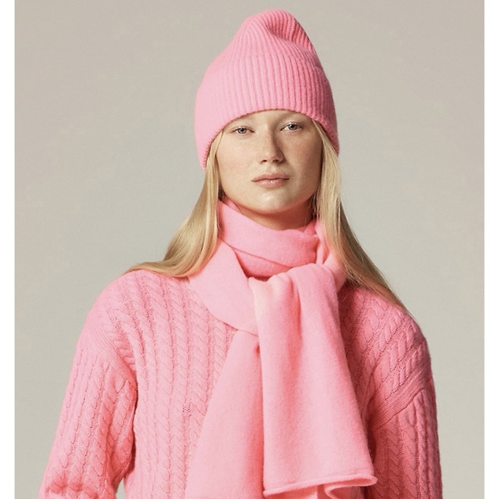 J.Crew Cashmere Pink Beanie NWT Ribbed Knit Winter Hat CE240